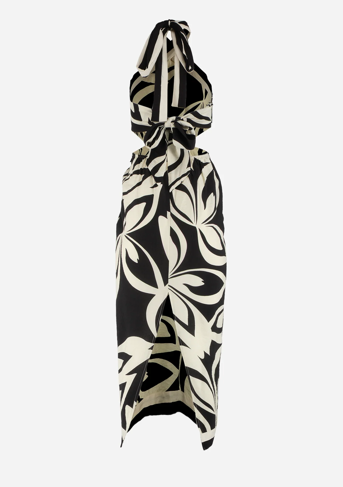 Printed Halter Neck Midi Dress Black - Image 2