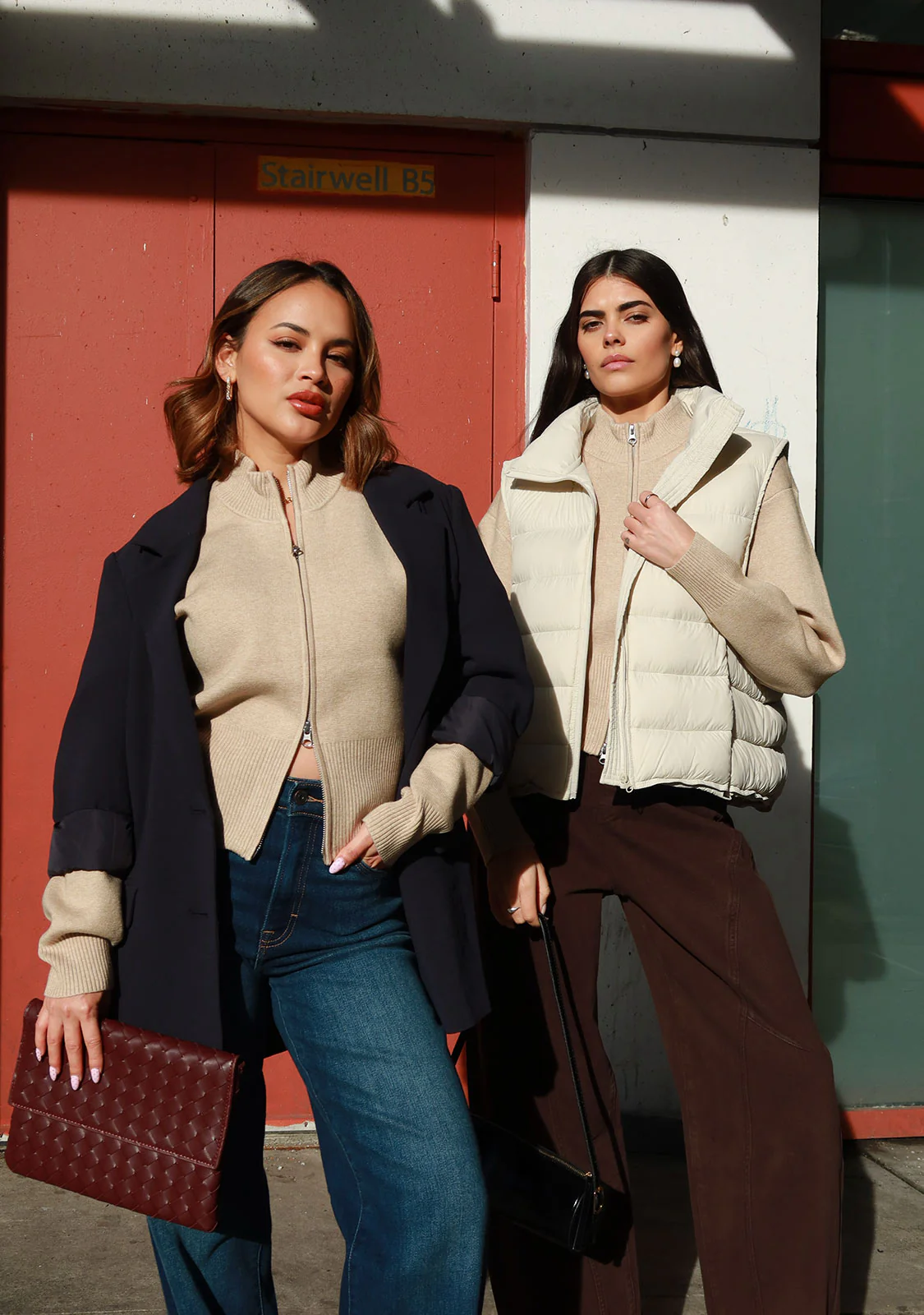 Puffer Zip Vest Beige - Image 4