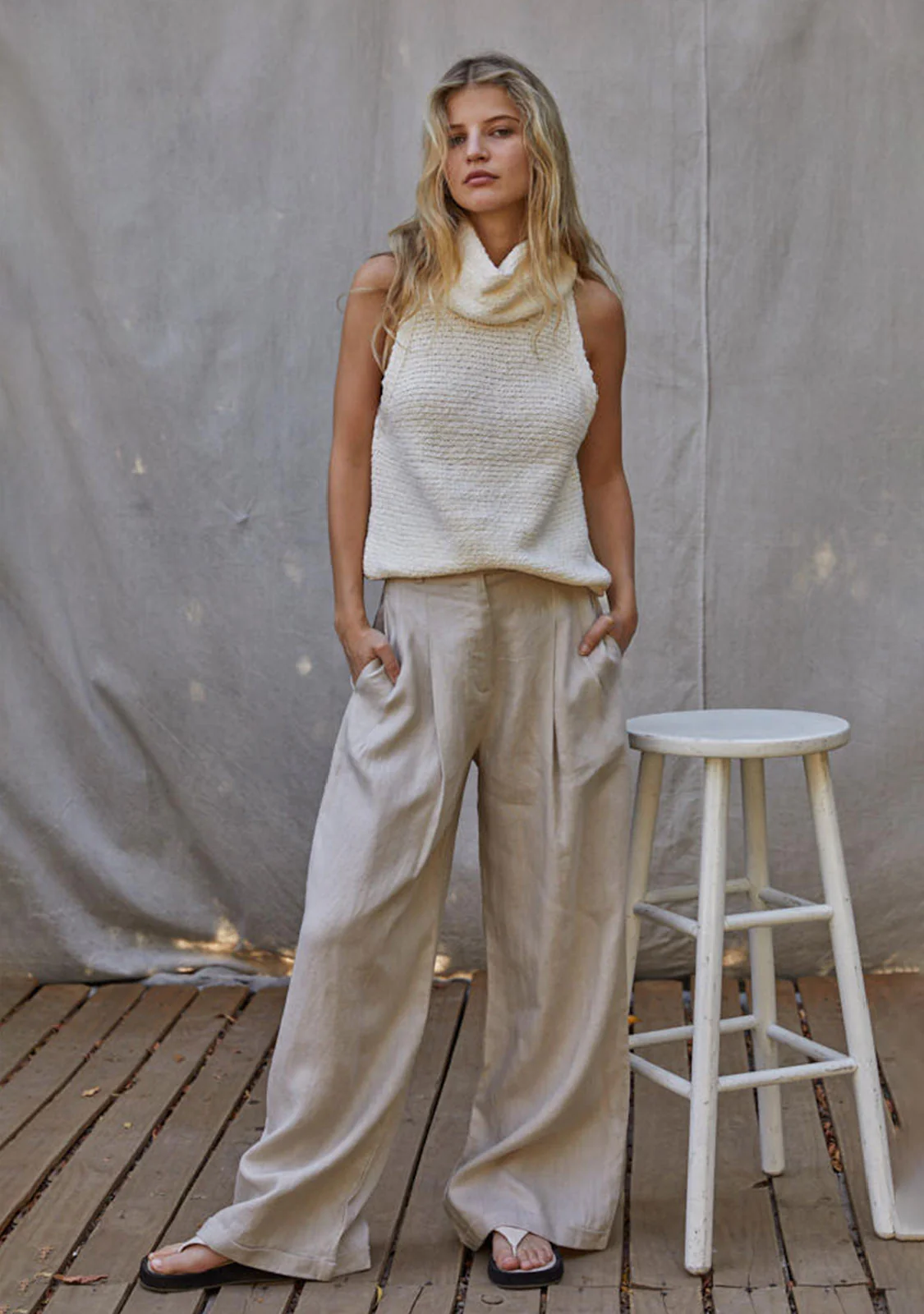 Salma Turtle Neck Top Ivory - Image 3