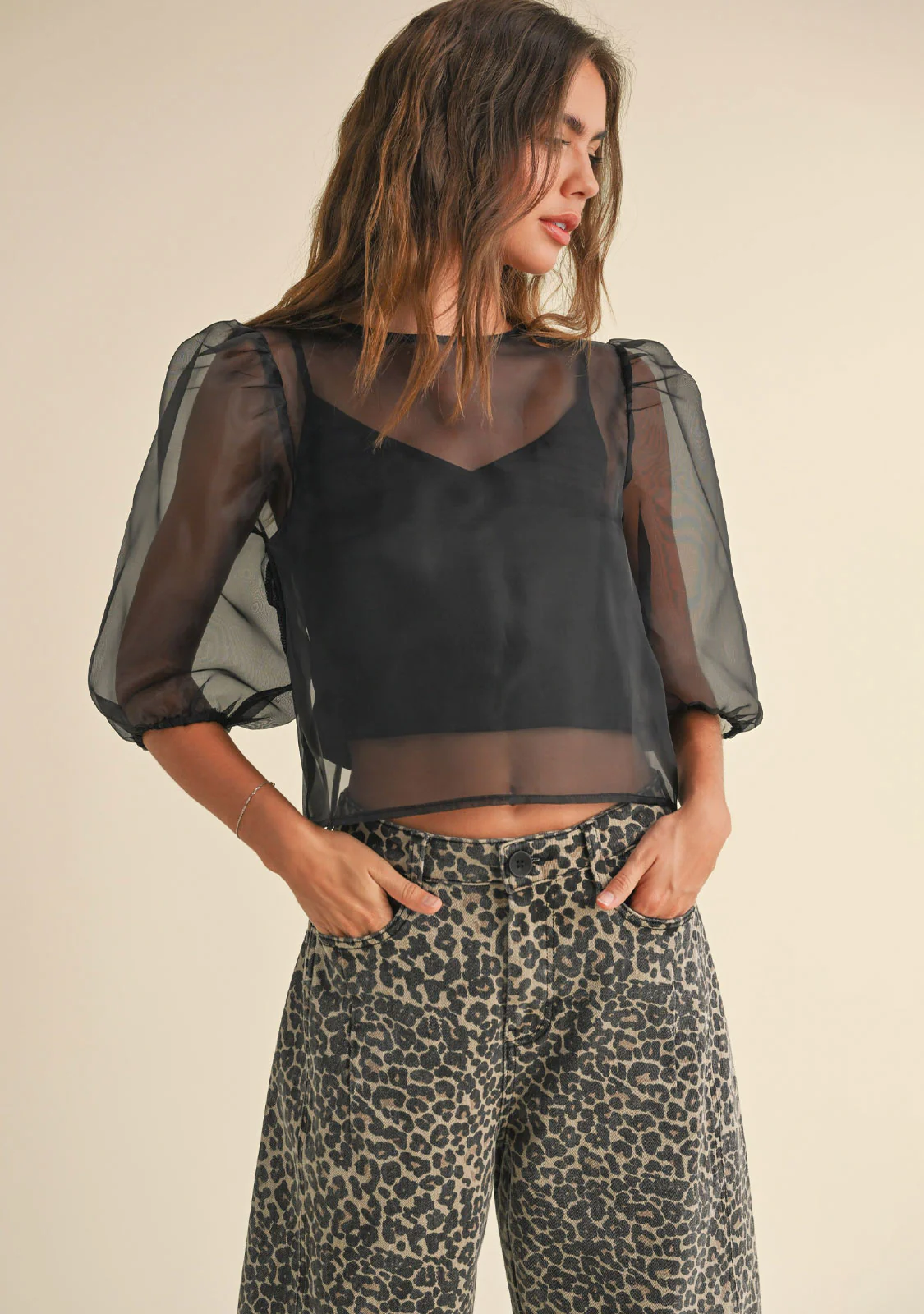 Sheer Fabric With Linning Blouse - Image 2