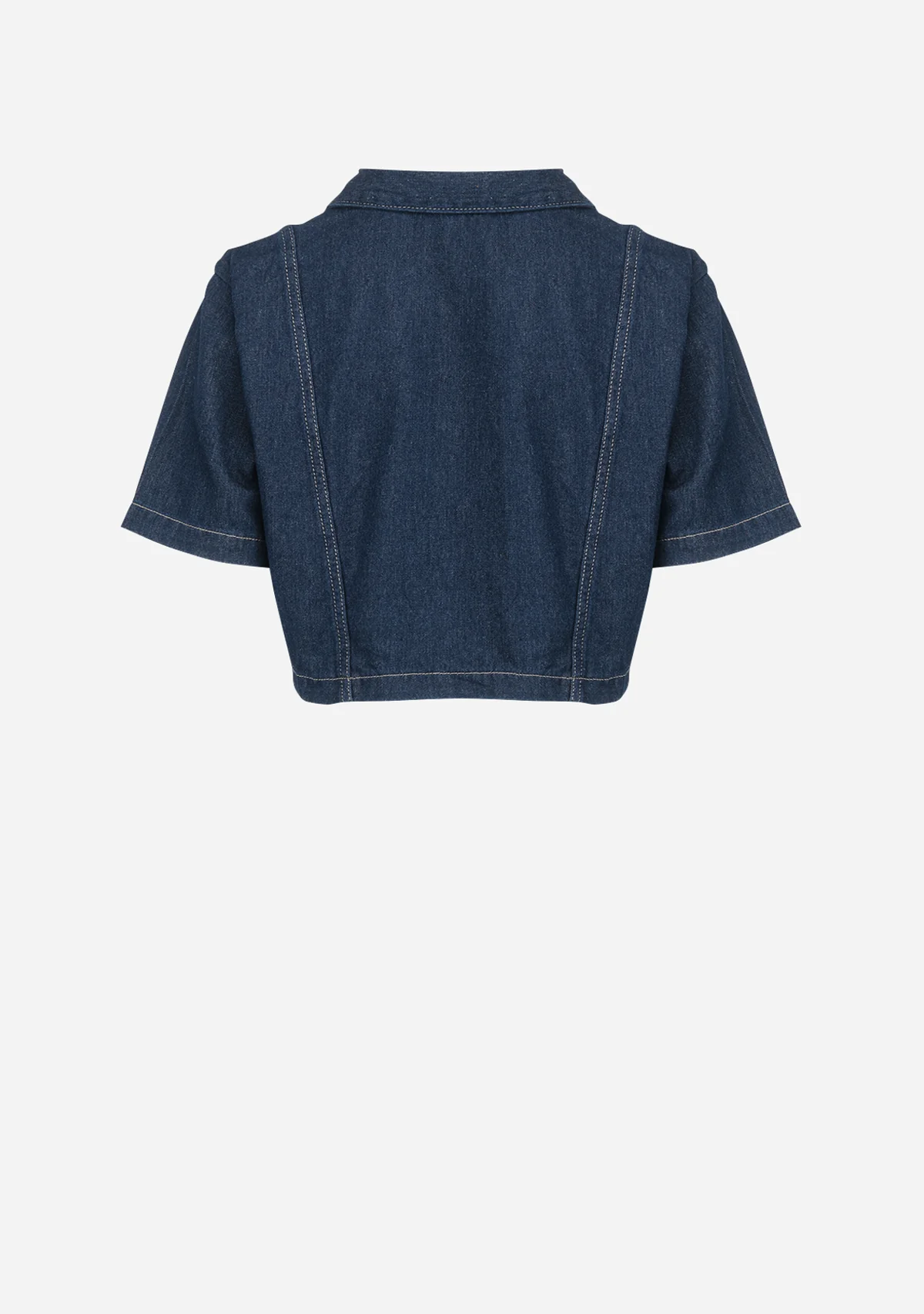 Short Denim Shirt Dark Denim - Image 5