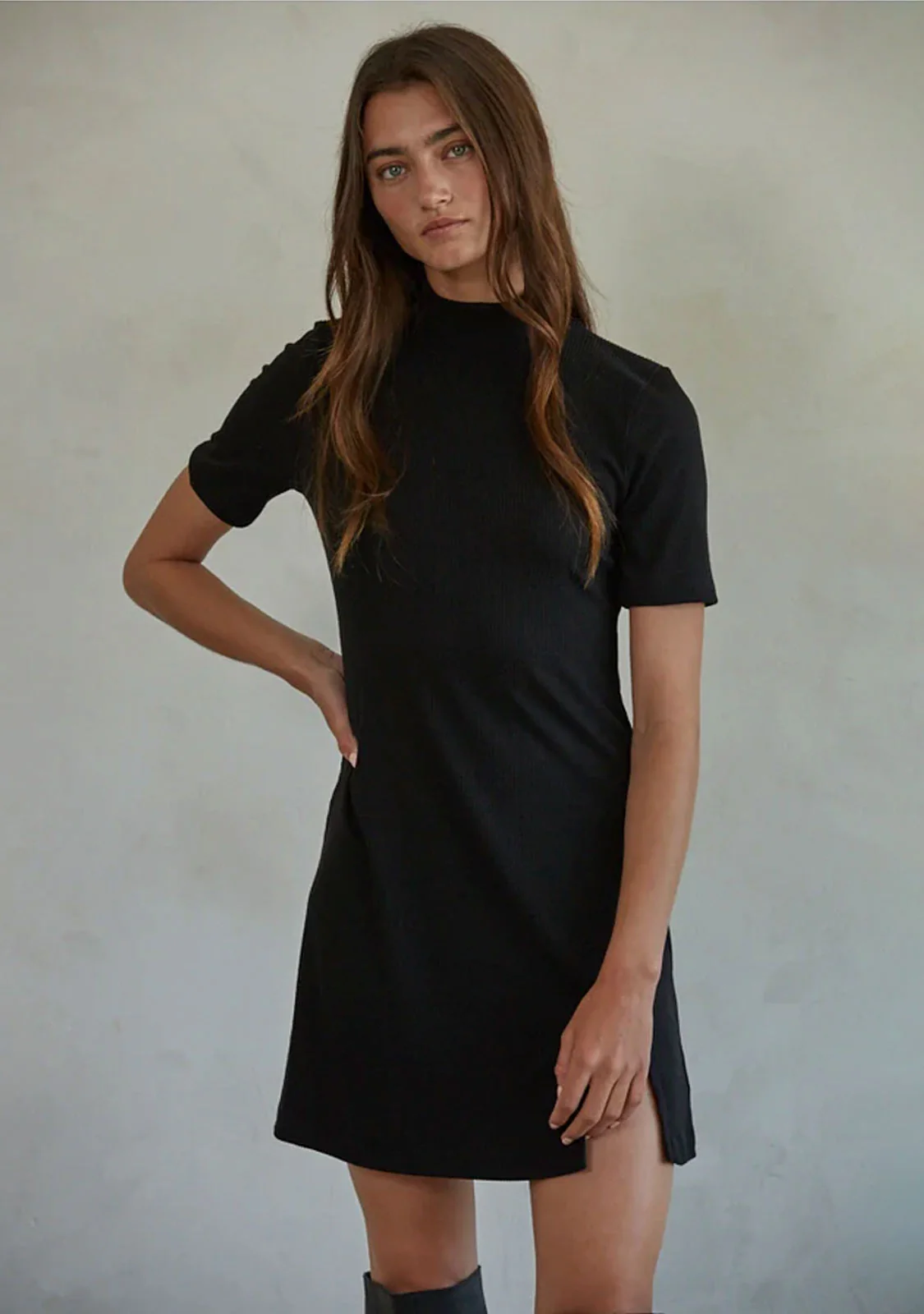 Short Sleeve Mock Neck Mini Dress - Image 2