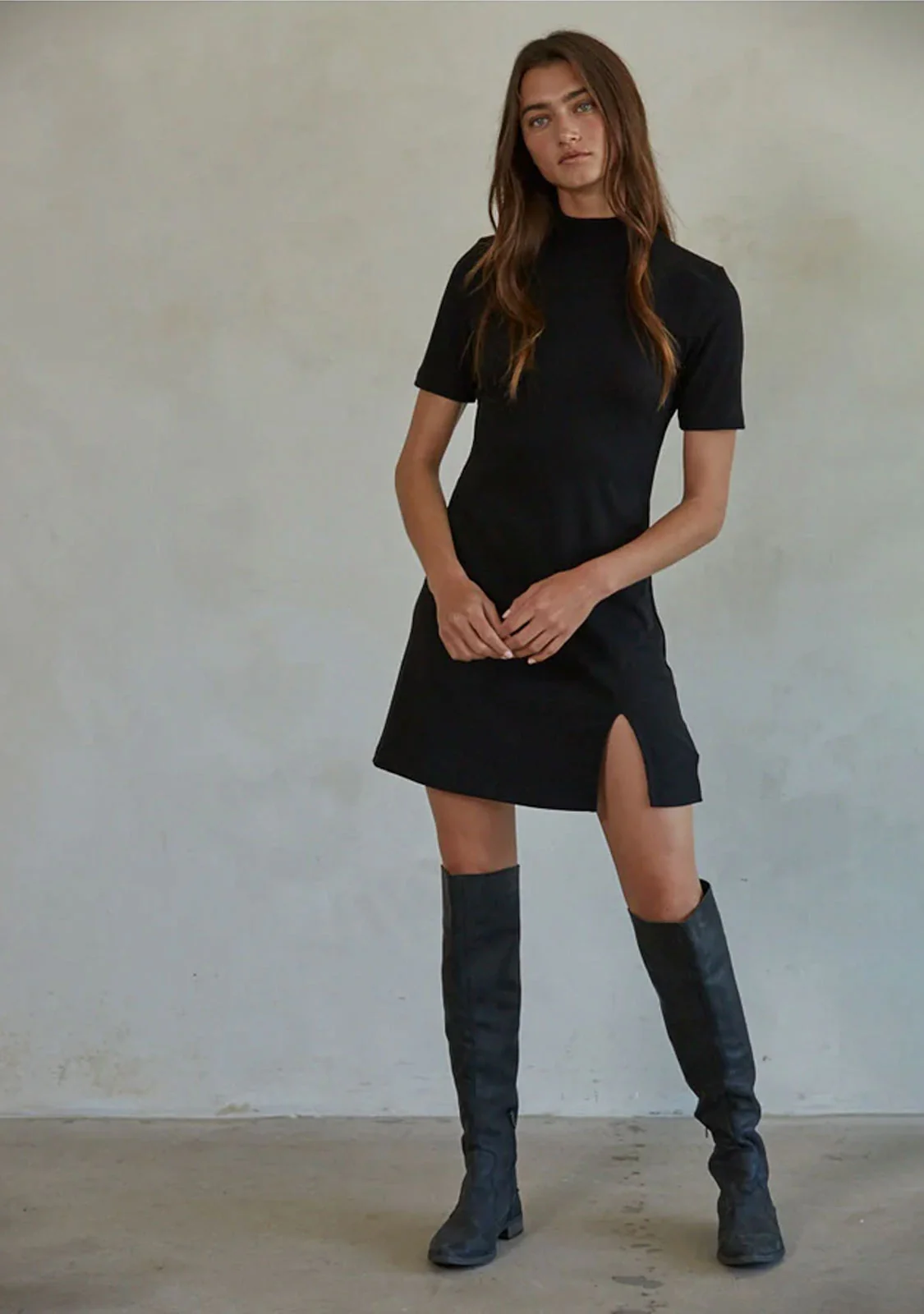 Short Sleeve Mock Neck Mini Dress - Image 3