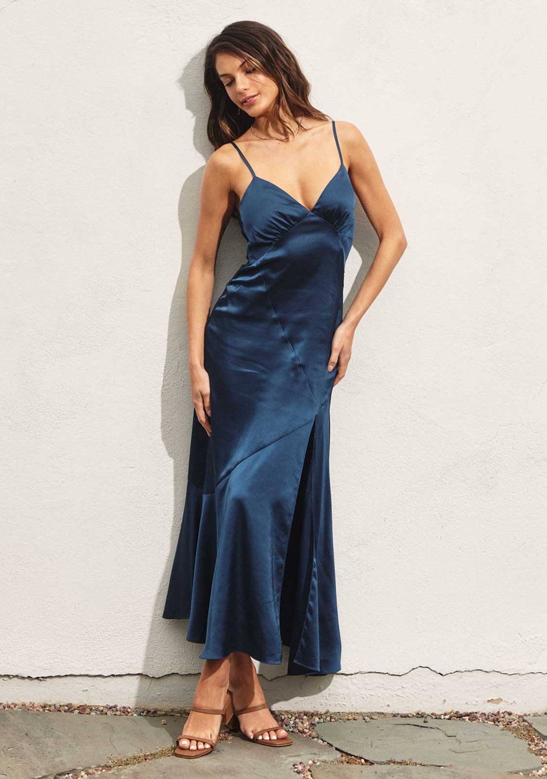 Solid Sleeveless Midi Dress w Side Slit - Image 2