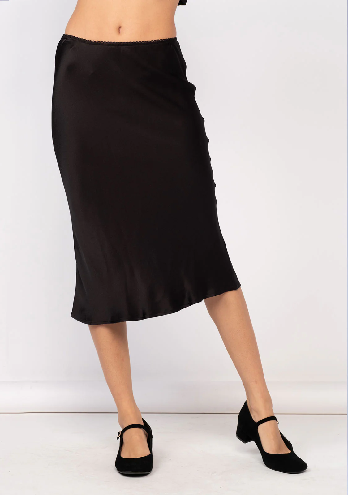 Stain Mini Lace Trim Slim Fit-In Midi Skirt - Image 2