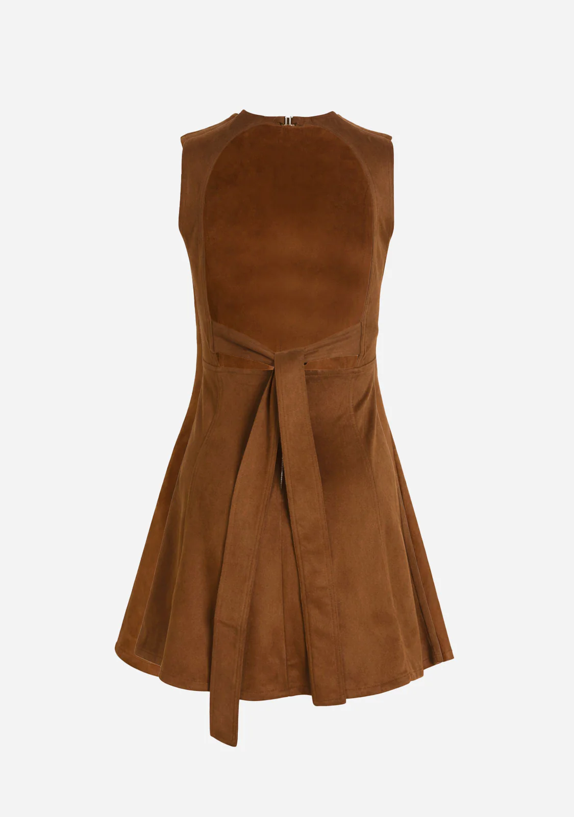 Suede Denim Backless a Line Mini Dress - Image 4