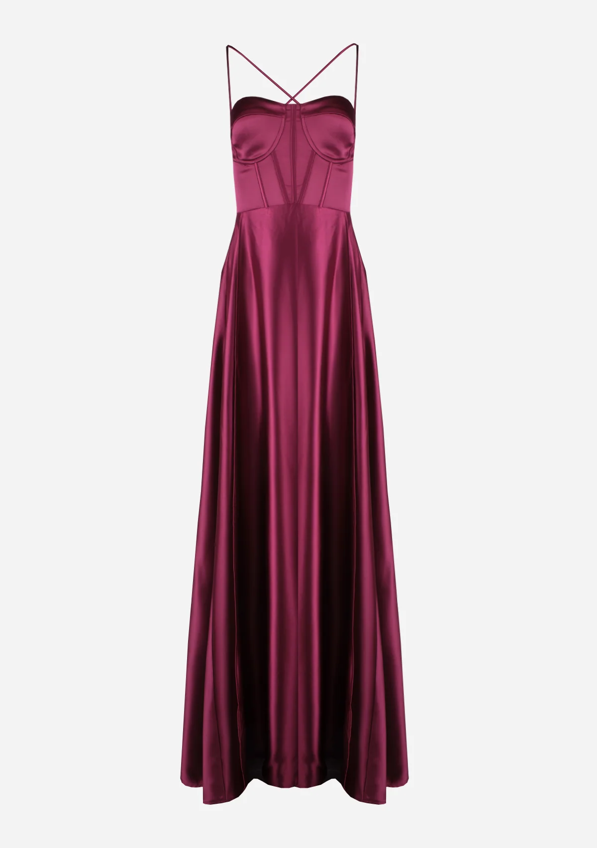 Sweetheart Sleeveless Bustier Maxi Dress Wine