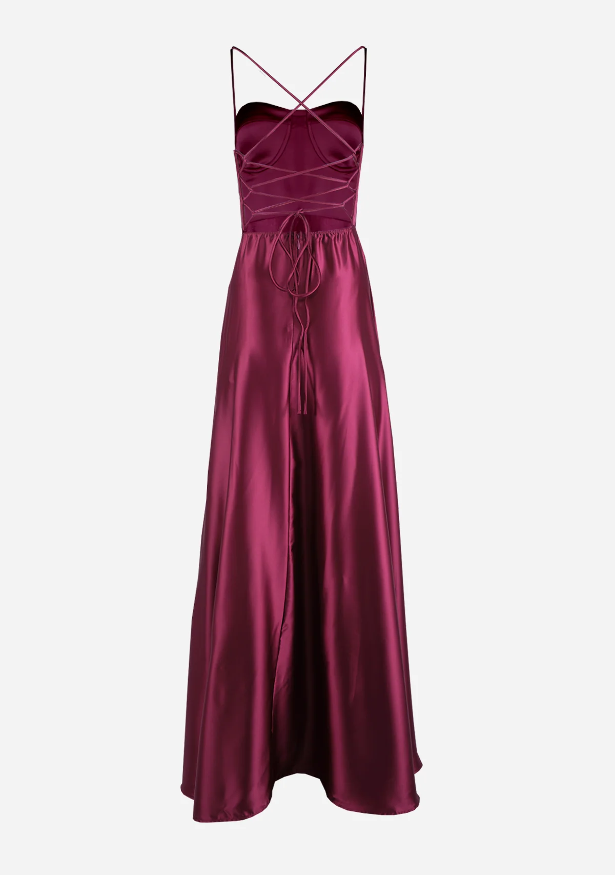 Sweetheart Sleeveless Bustier Maxi Dress Wine - Image 2