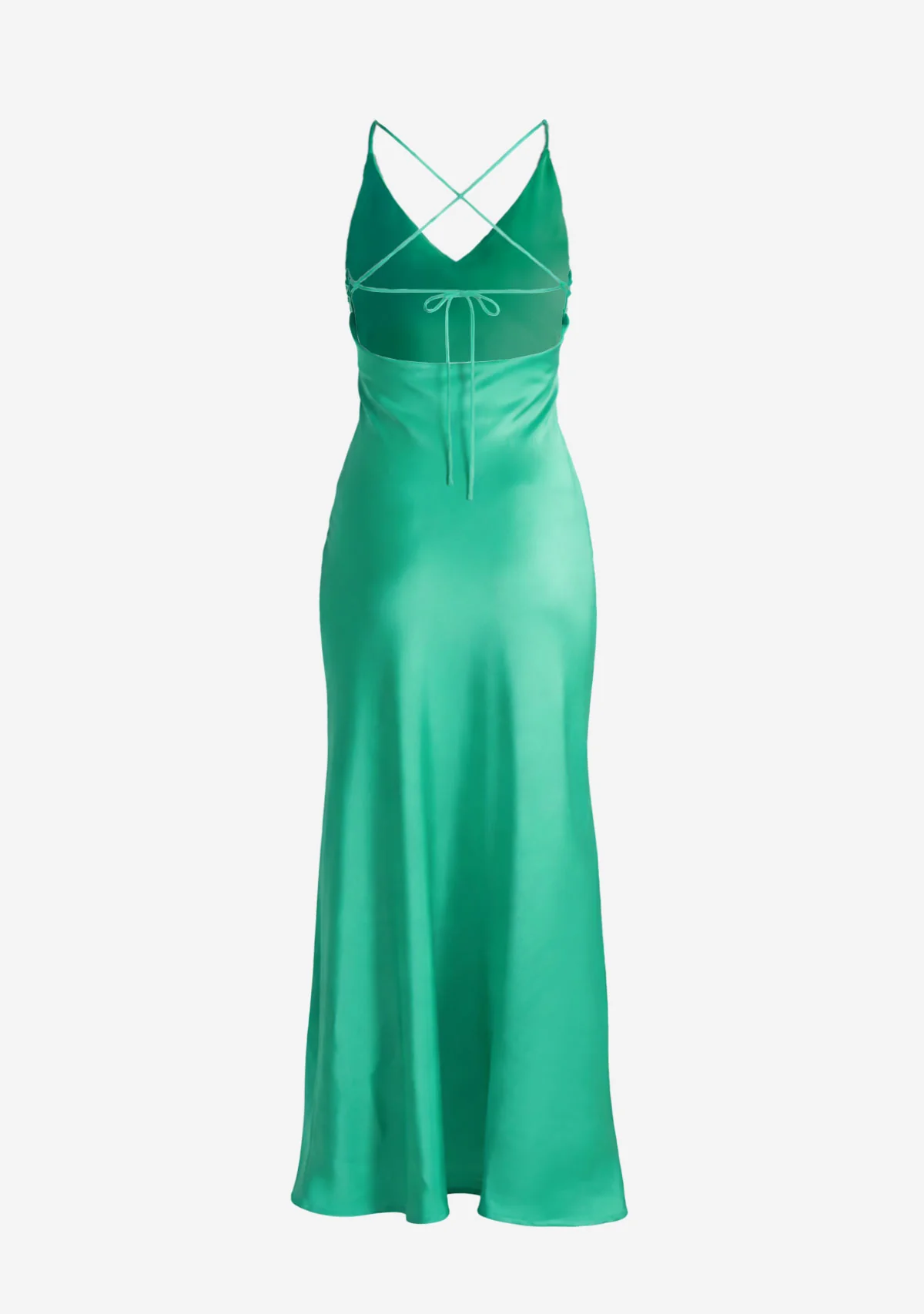 V-Neck Satin Slip Maxi Dress Light Green - Image 2