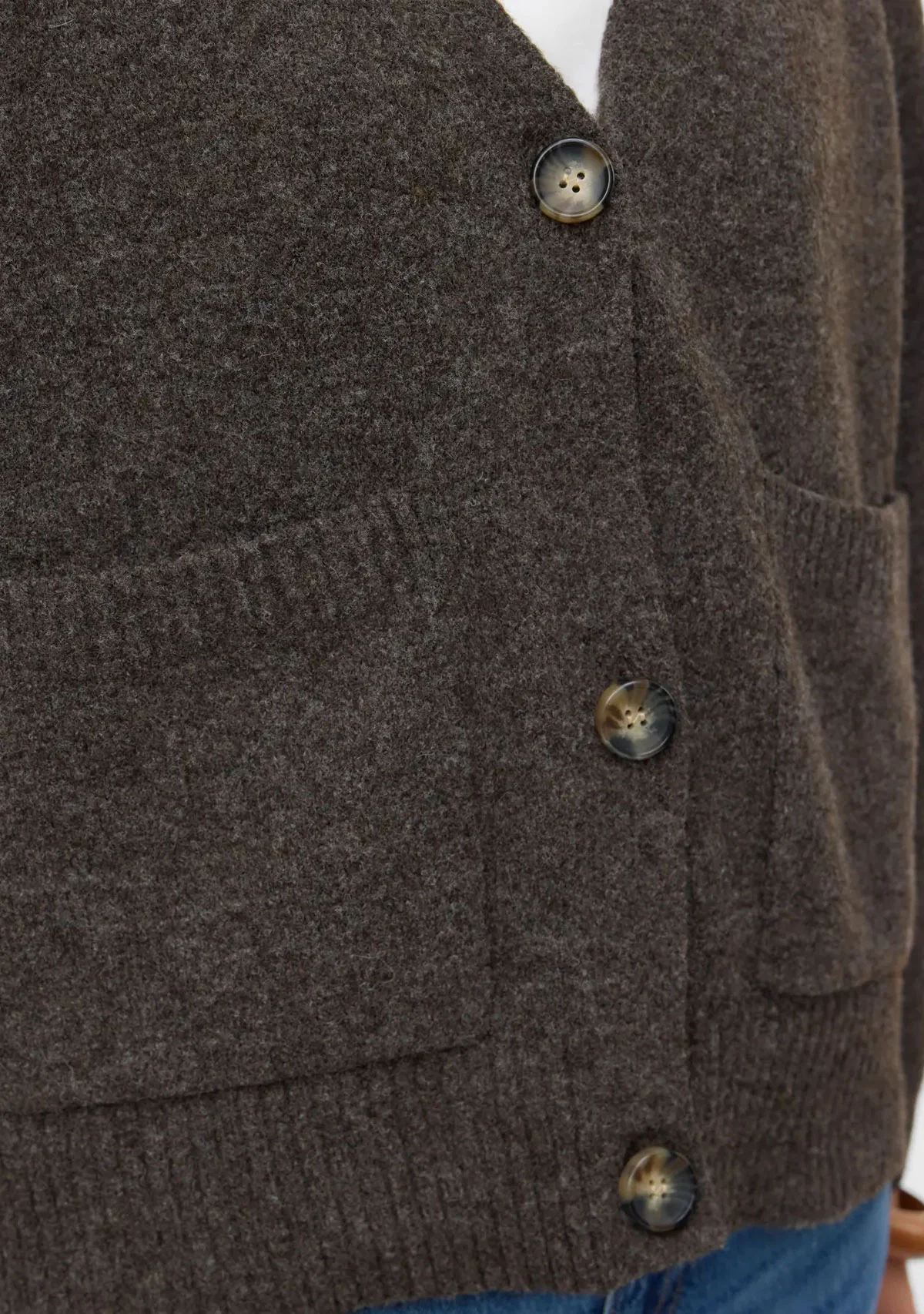 VM Boom LS V-Neck Button Cardigan Chocolate Torte - Image 3