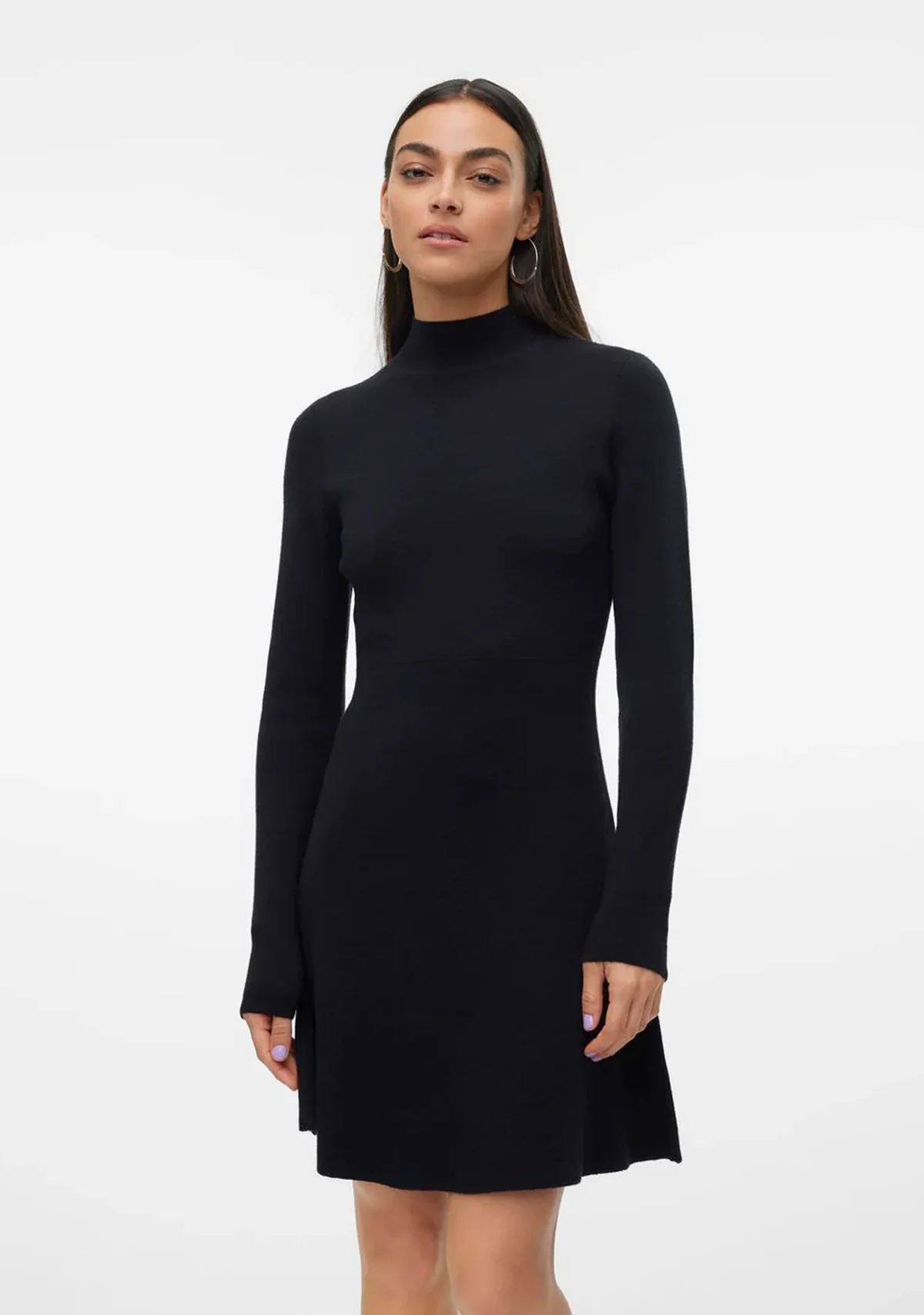 VM Gold LS Highneck Skater Short Dress - Image 2