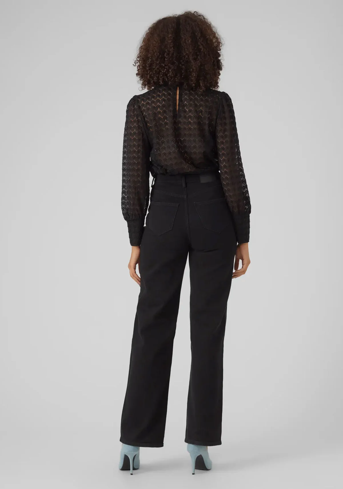 VMBecca Ls High Neck Lace Top Jrs Noos Black - Image 4