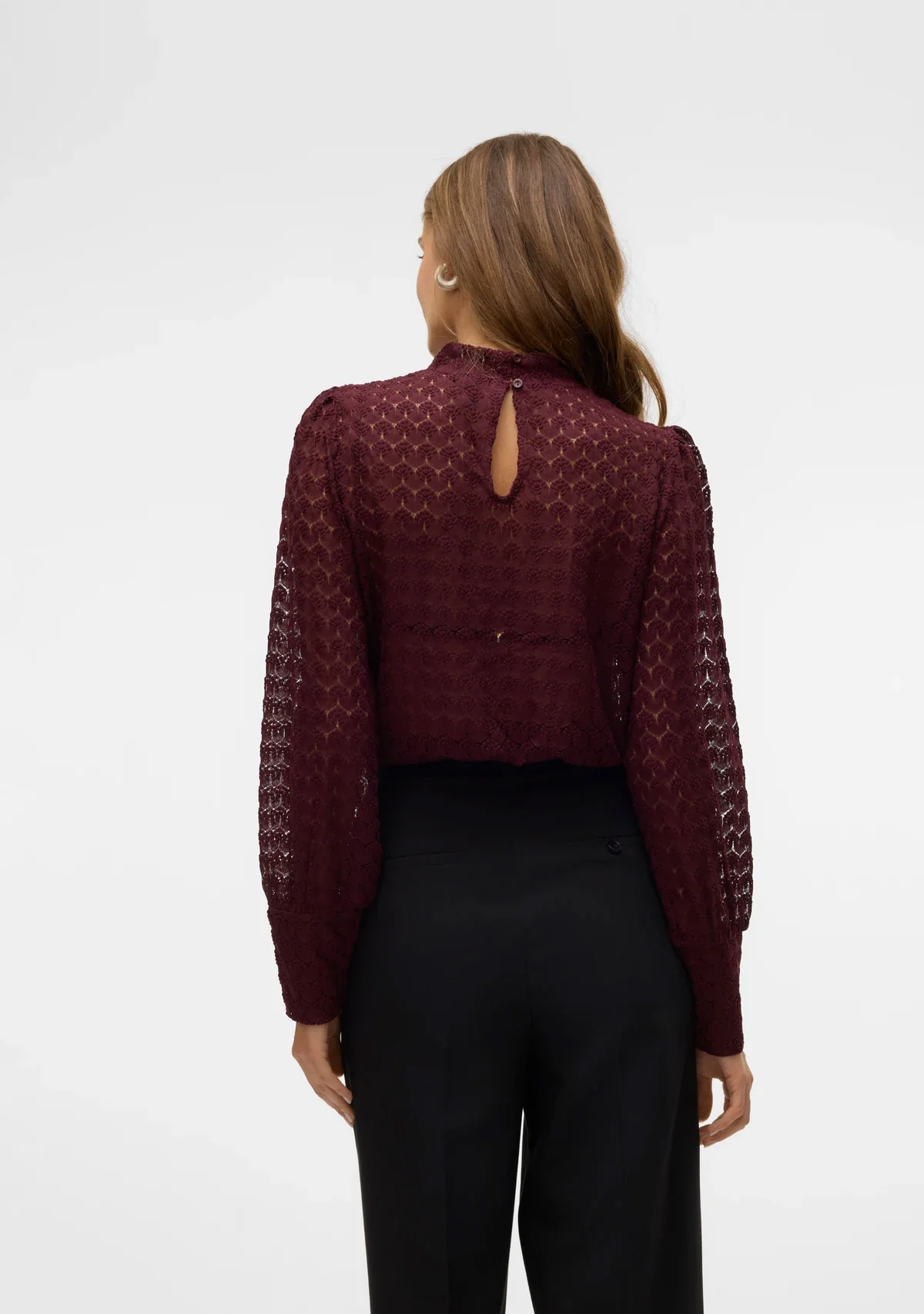 VMBecca Ls High Neck Lace Top Jrs Noos Winetasting - Image 3