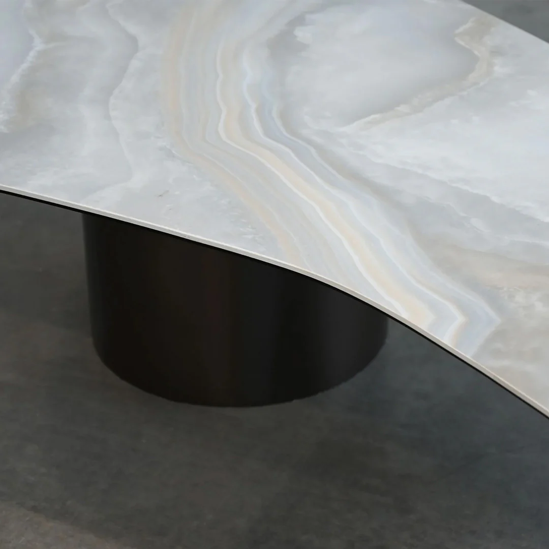 WEDGE Large Coffee Table Brushed Deep Brown Powder Coated Base Onice Grigio Ceramic Top - Image 3