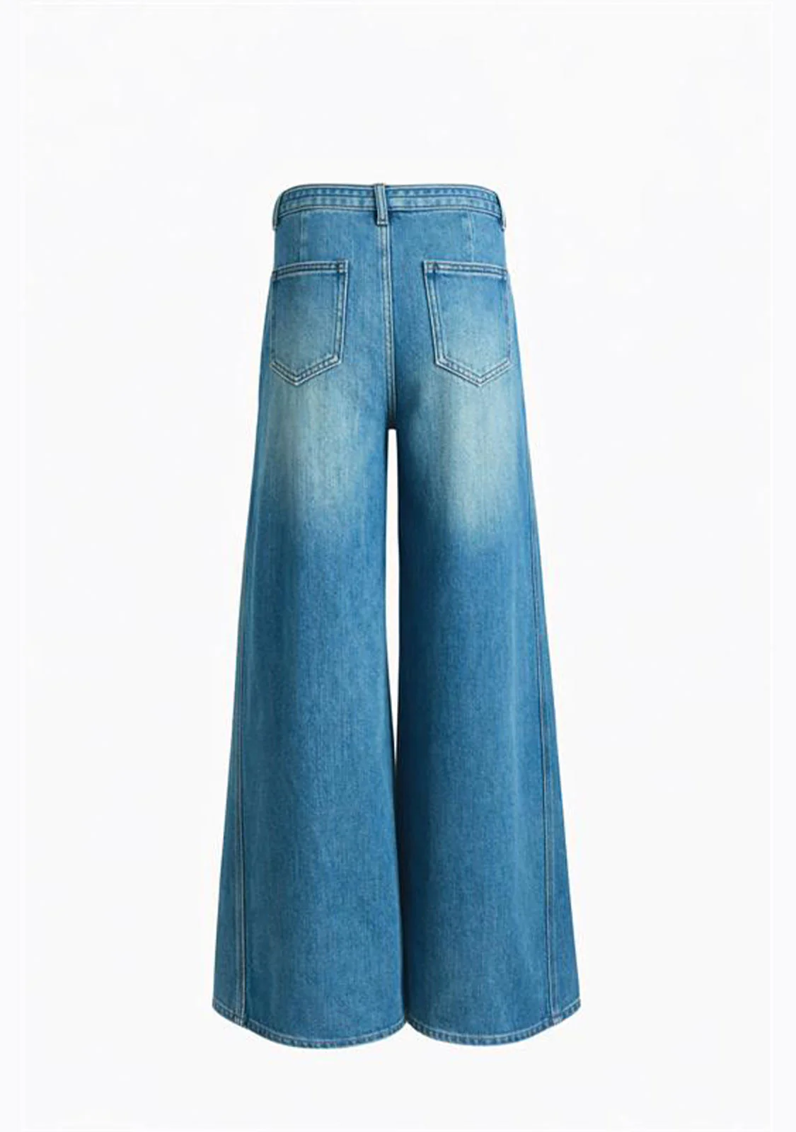 Wide-Leg Seam Detail Denim Denim Blue - Image 4