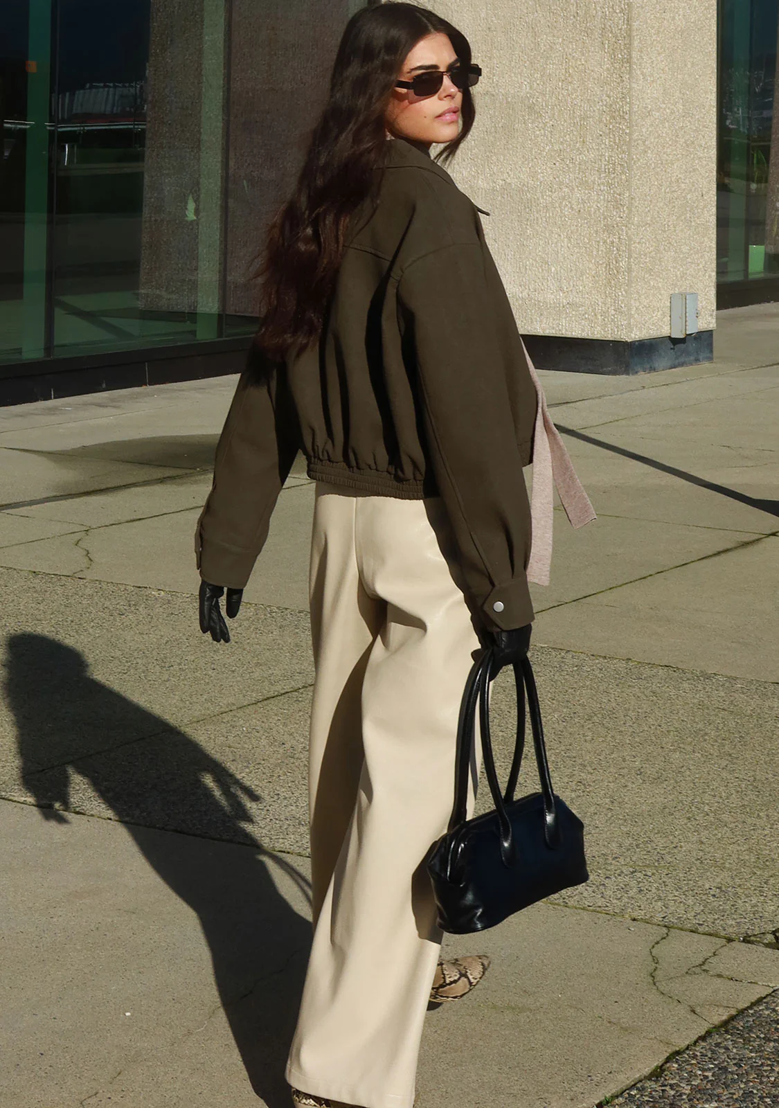 Wide Leg Tailored Pants Beige - Image 3