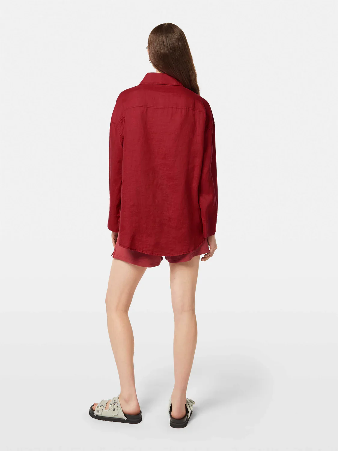 Wide Sleeve Linen Shirt Roadside Red - Image 4