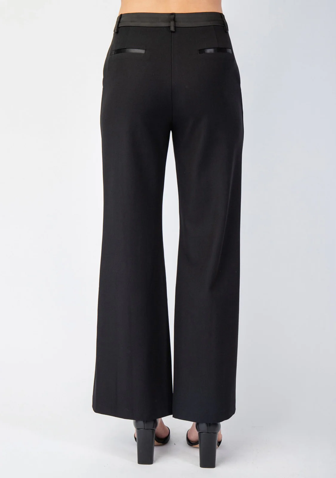 Woven Tailored Pants With Satin Contrast Insert - Image 5