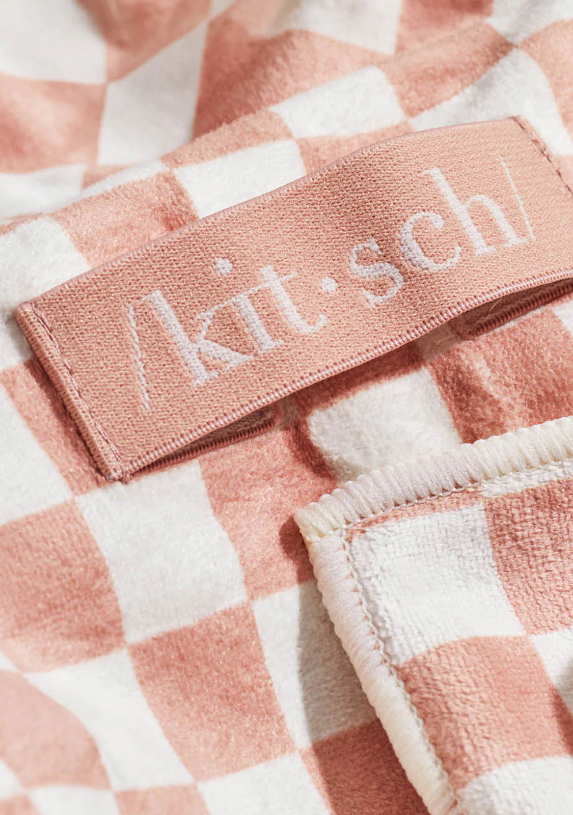 XL Quick Dry Hair Towel Wrap - Microfiber Terracotta Checker - Image 4